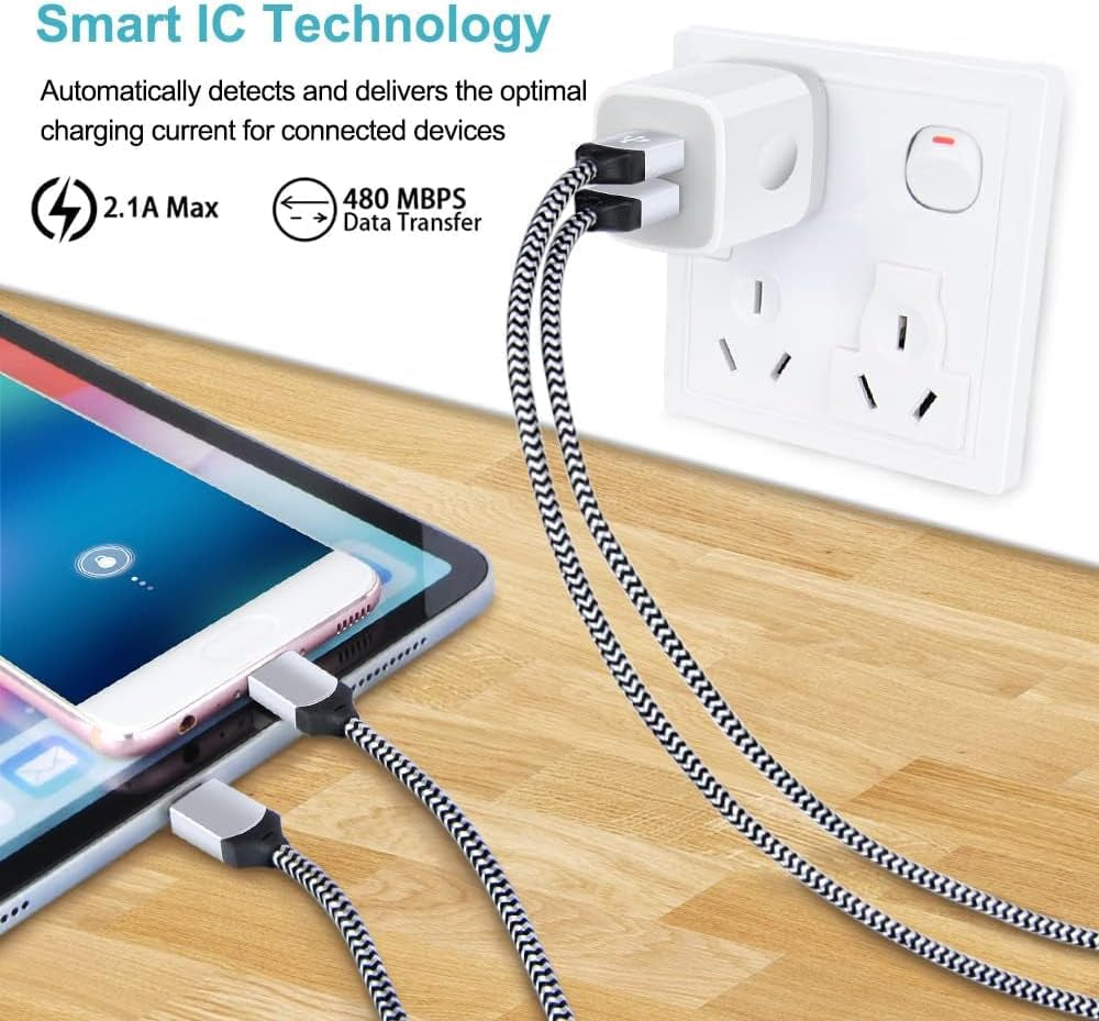 Charger Block, USB Wall Charger, Double USB Fast Charging Cube Block Charger Box, 2.1A Phone CHARGER Power Adapter 3Pack for Iphone 16 15 14 13 12 11 Pro Max XS XR X 8 7 6 Samsung Galaxy S25 Ultra A16